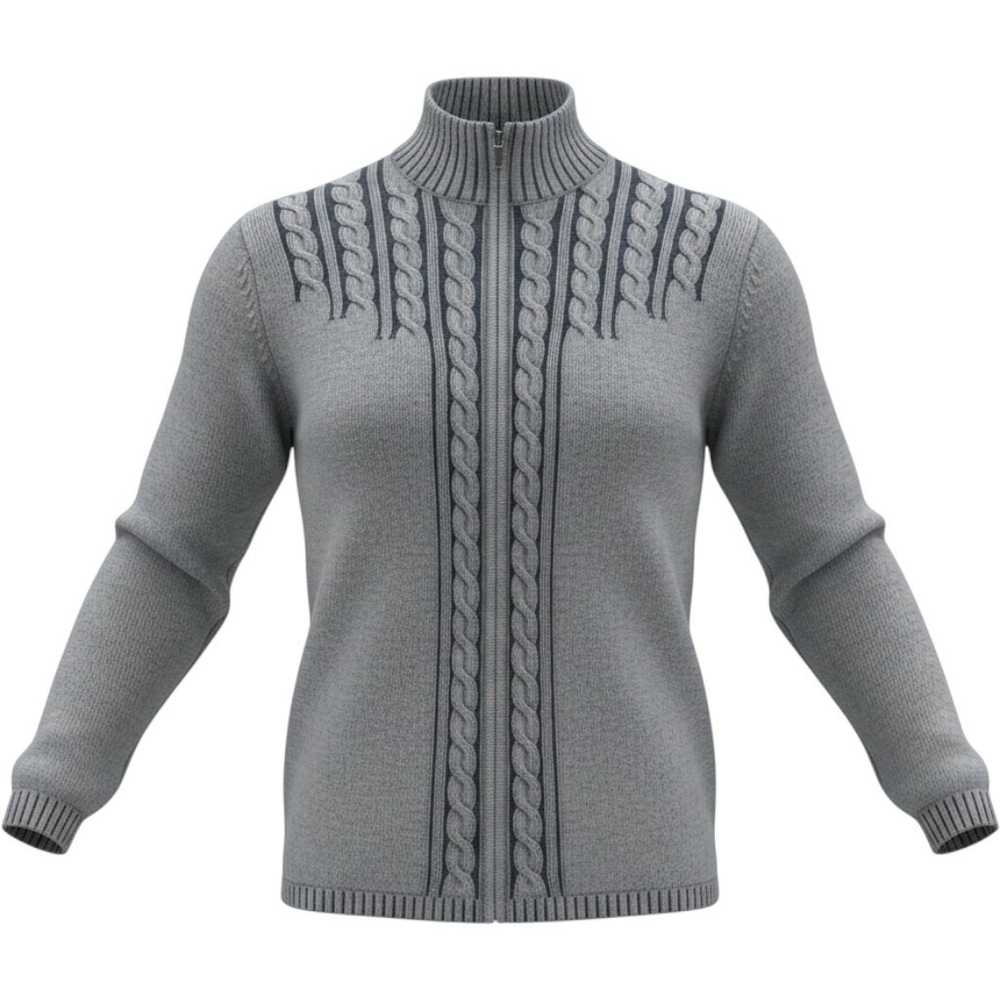 Karen Scott Petites Gray Cable Knit Full Zip‎ Cotton Cardigan Sweater Medium PM